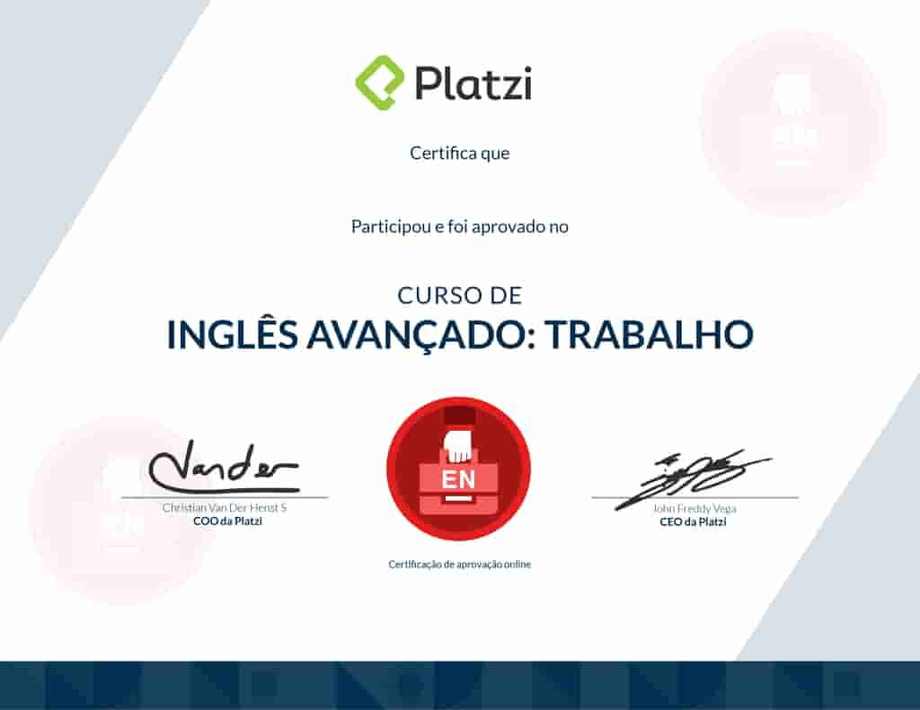 Curso De Ingl S Avan Ado Trabalho Platzi