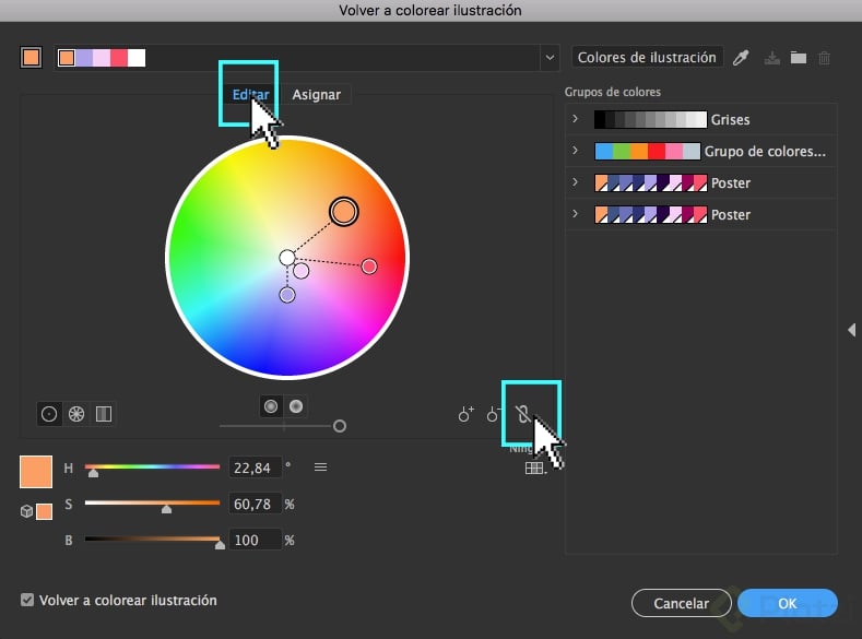 Cómo editar colores en Illustrator Cursation