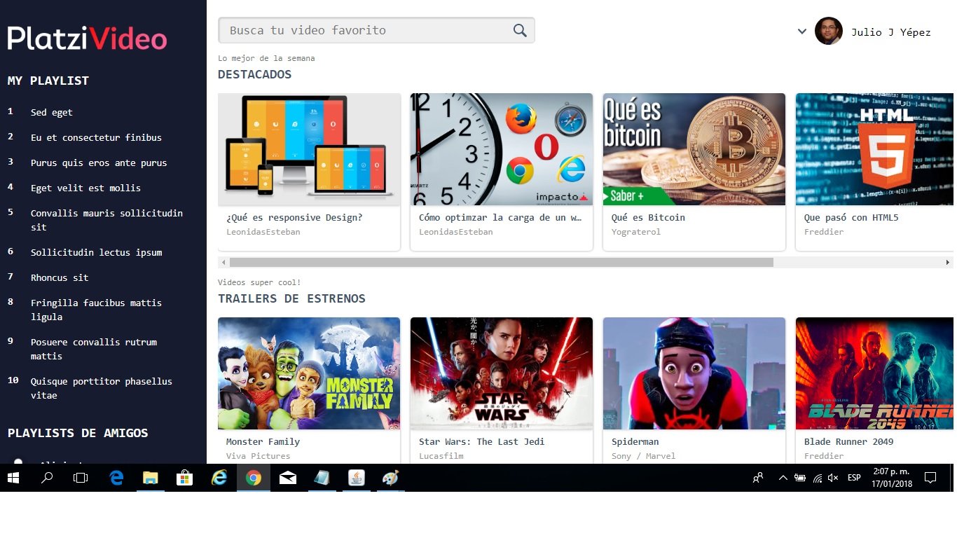 Aplicación de reproducción de videos