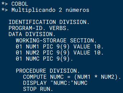 Multiplicación de 3 números en COBOL