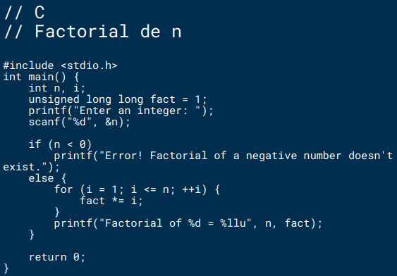 Factorial en C