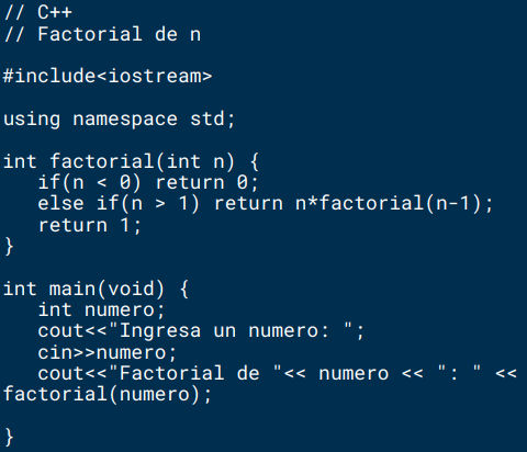 Factorial en C++
