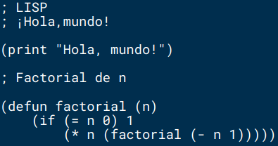Factorial recursivo en LISP