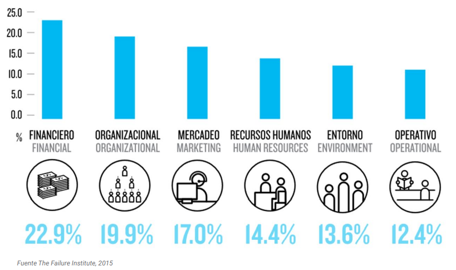 Factores que causan el fracaso de las empresas (se trata de una imagen que muestra lo que expliqué arriba de modo visual)