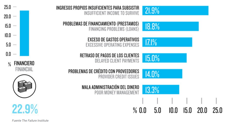 Factores financieros que causan el fracaso de empresas (se trata de una imagen que muestra lo que expliqué arriba de modo visual)