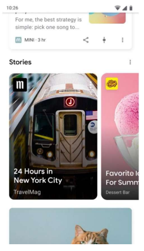 Ejemplo de cómo se ven las google web-stories.