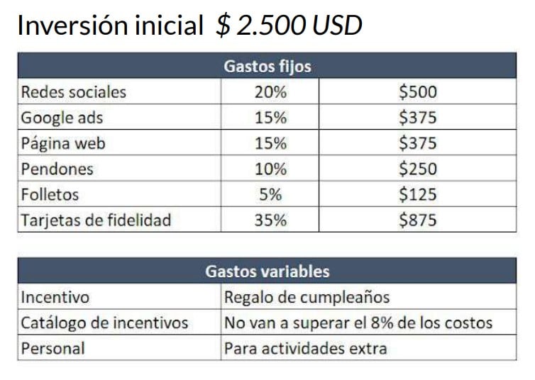 Ejemplo de presupuesto para un programa de fidelización