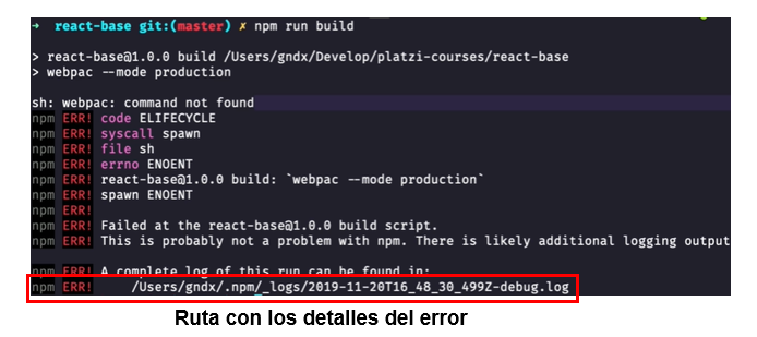 Errores en comandos de NPM