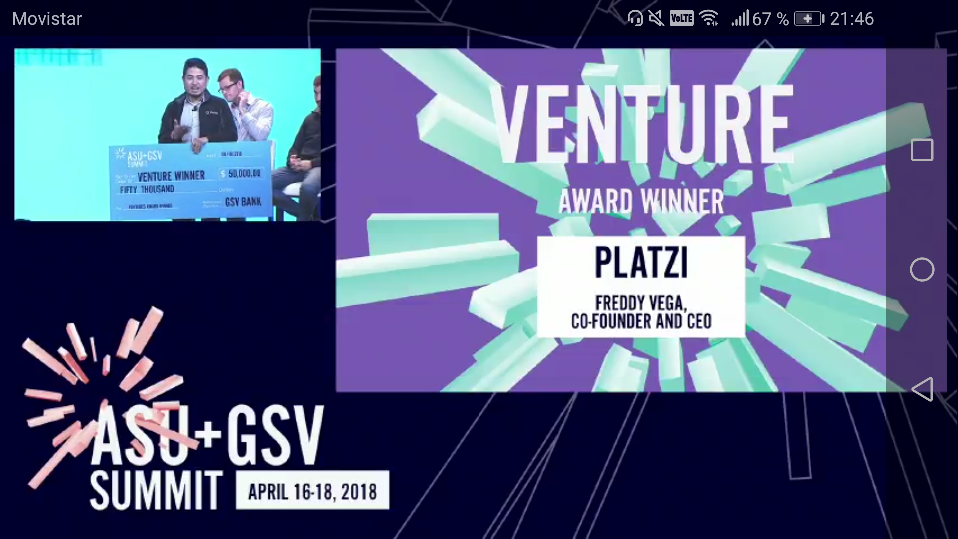 Platzi gana premio a mejor empresa de formación en línea en ASU+GSV