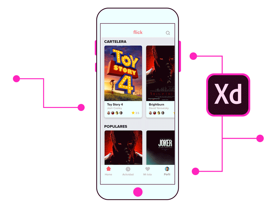 Diseña la interfaz de una app móvil