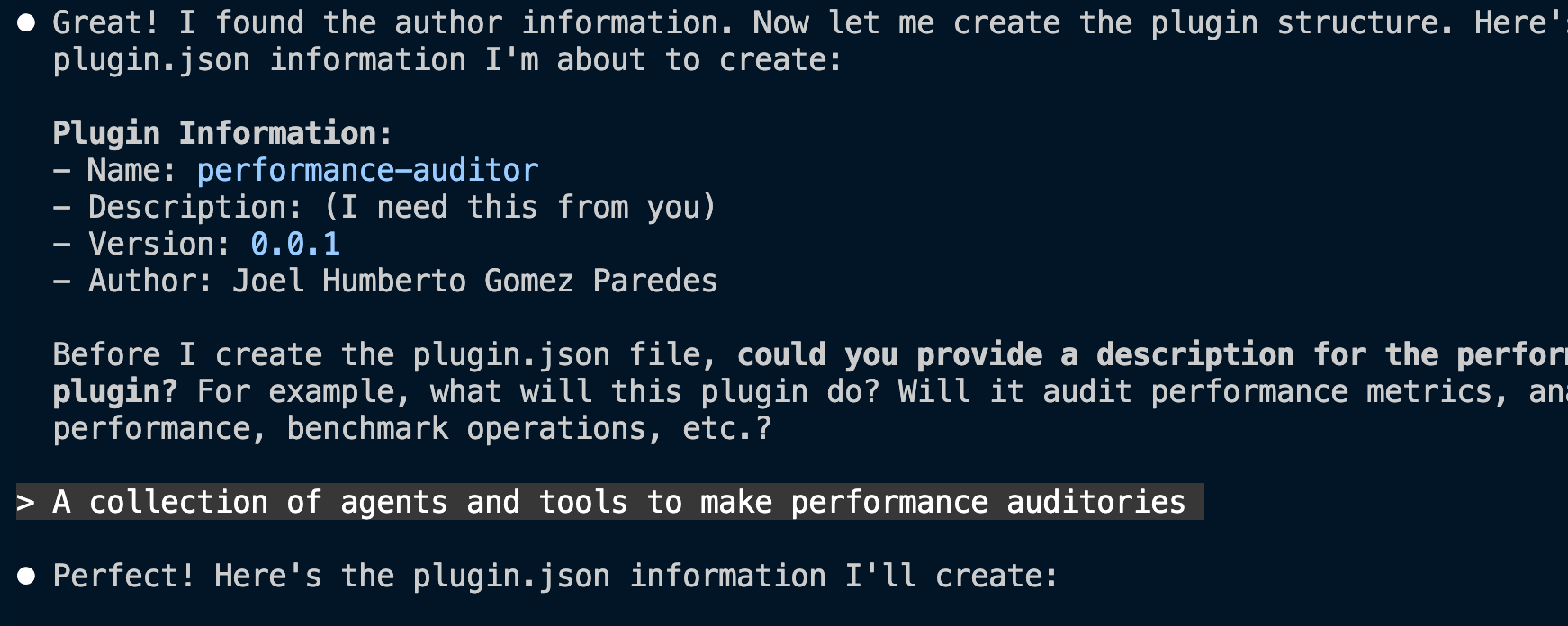 Descripción de datos que se usarán para crear el plugin