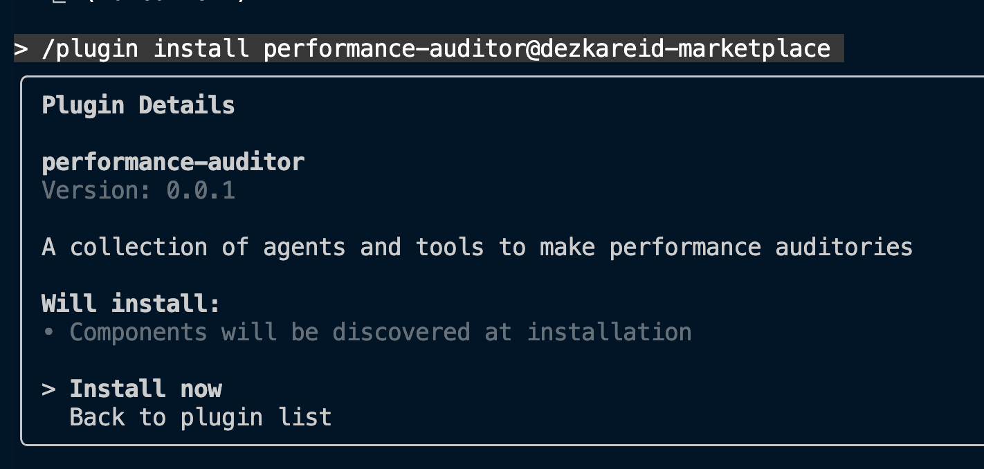 Detalles de instalación del plugin performance-auditor