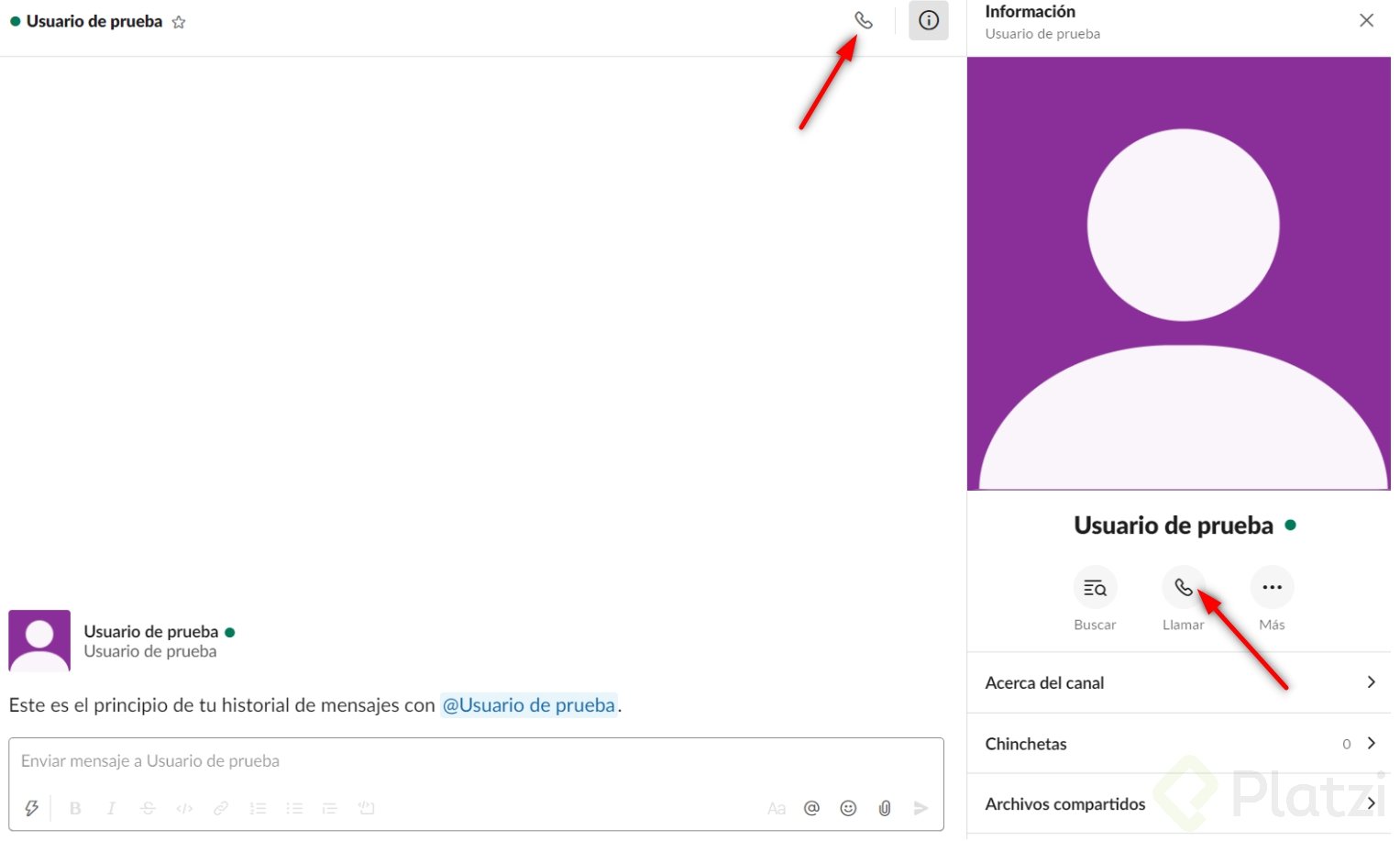 Cómo hacer llamadas en Slack