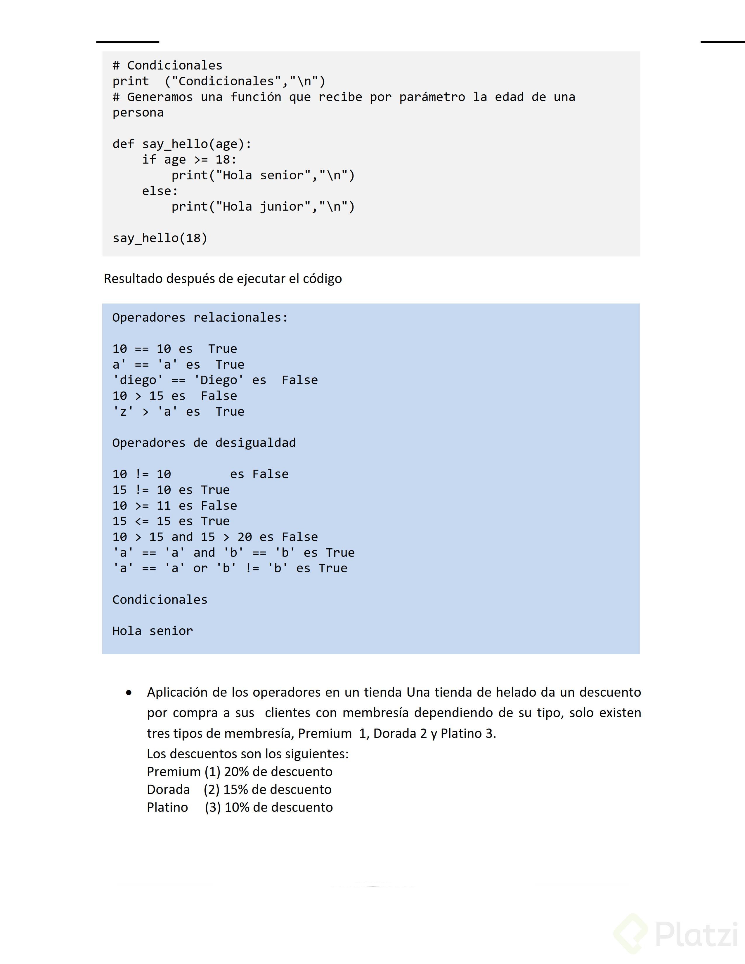 Estructura de condicionales en Python - Platzi