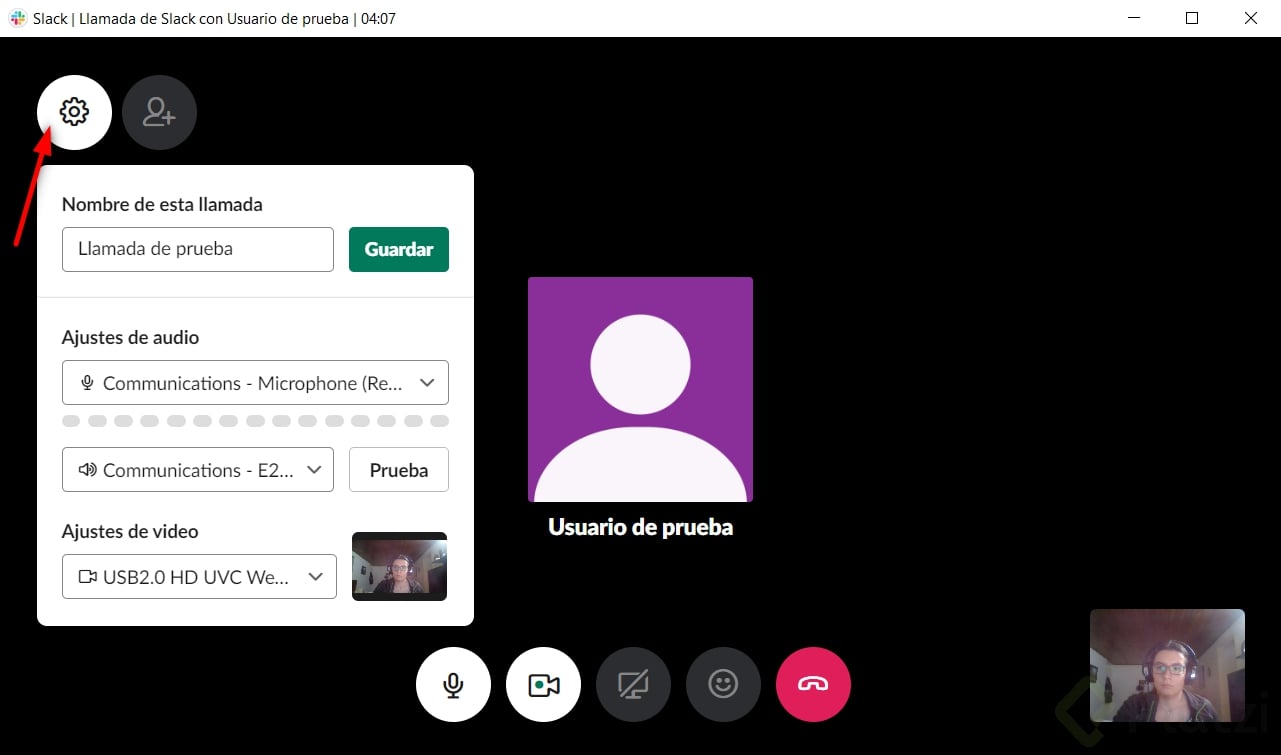 Configuración de llamadas en Slack
