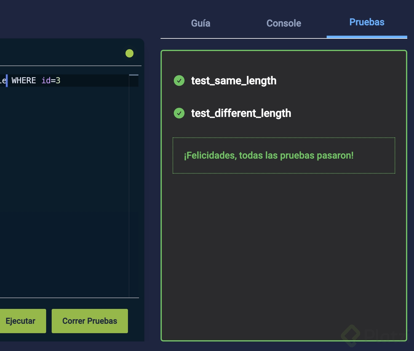 SQL PLayground Tests