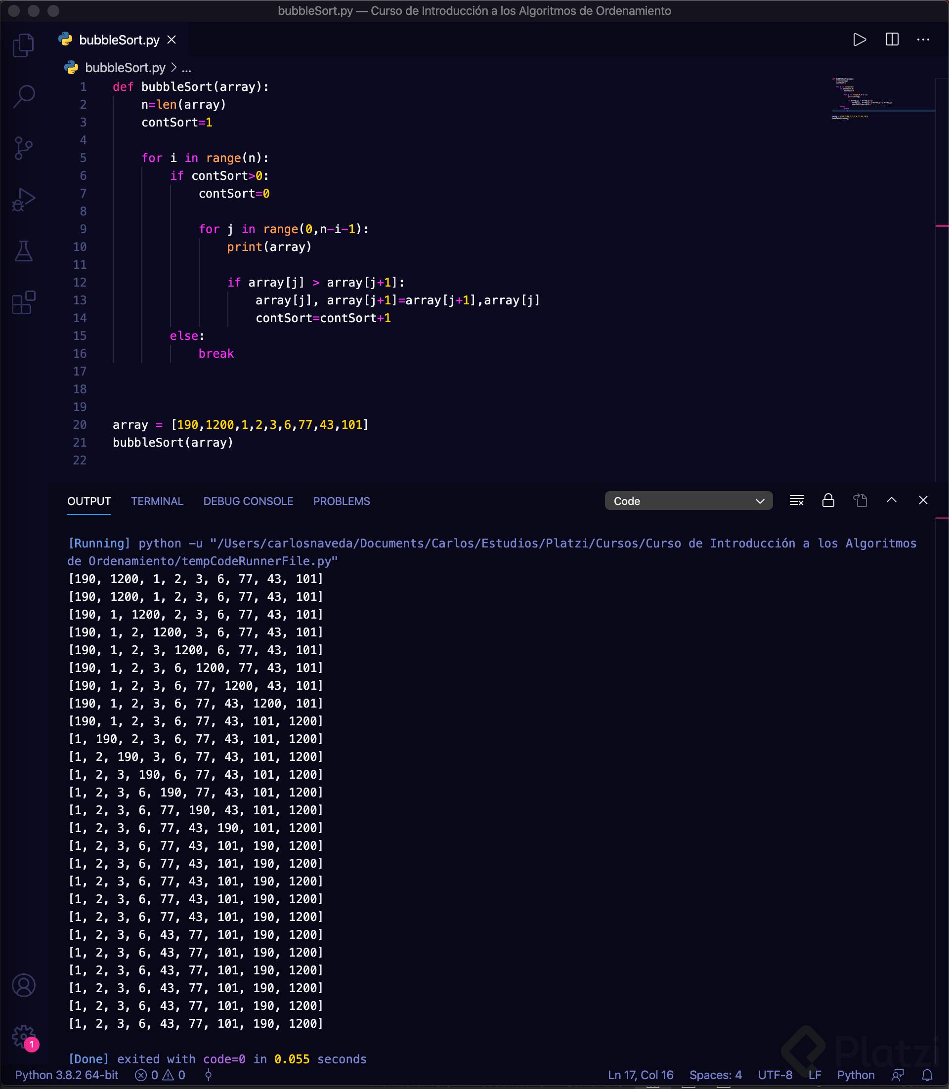 Implementación de Bubble Sort - Platzi