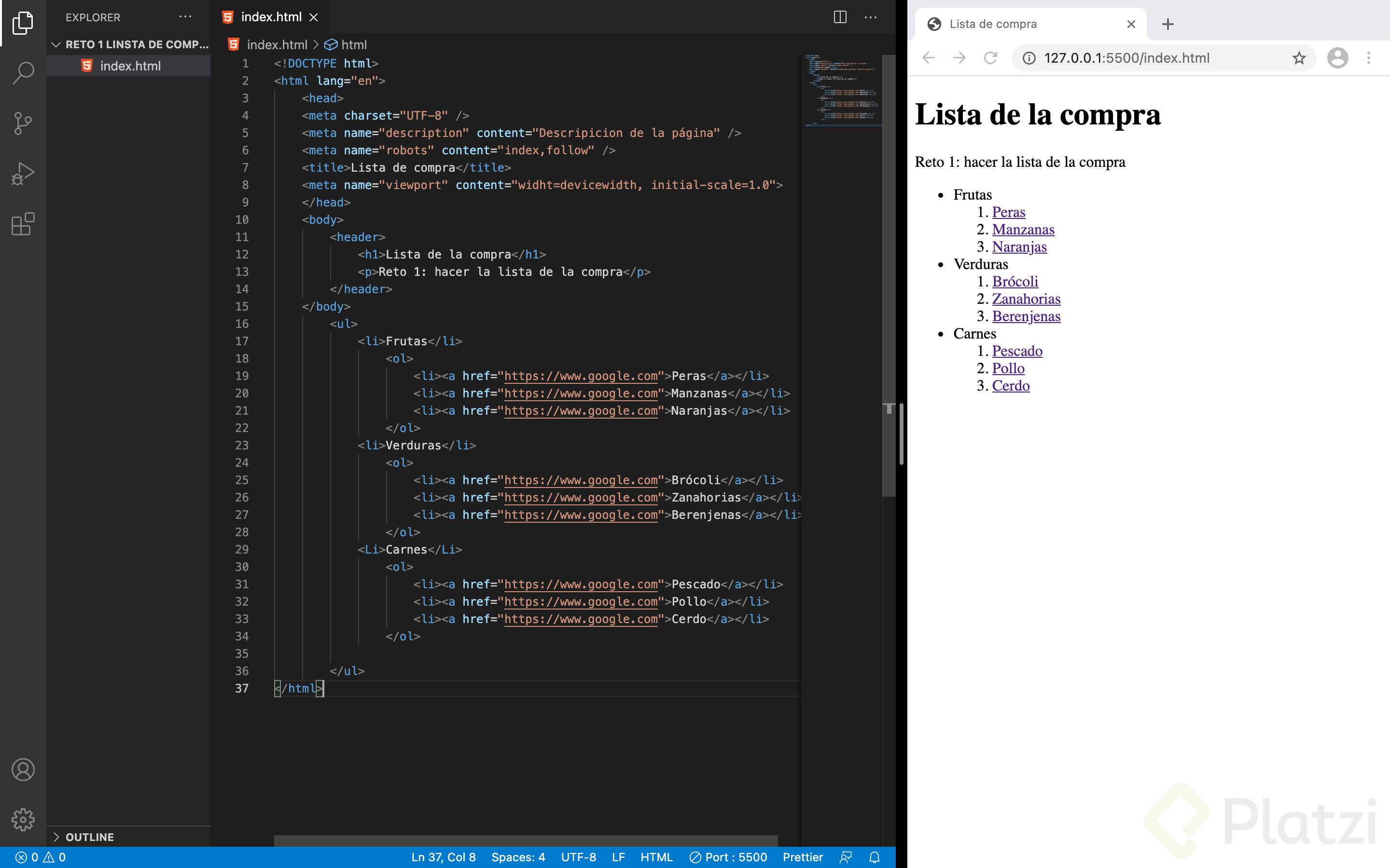 Cómo hacer una lista anidada en HTML