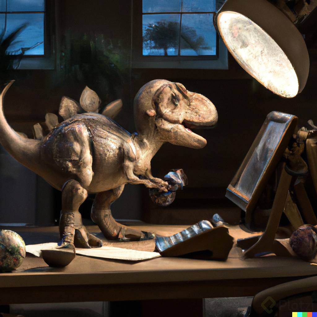 DALL路E 2023-02-09 16.52.30 - a hyperrealistic toy dinosaur baby learning AI, digital art.png