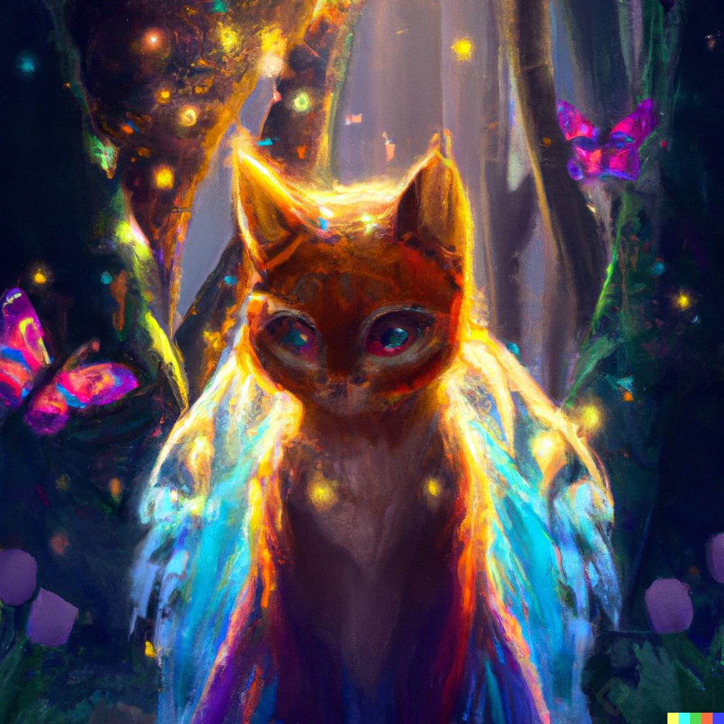 DALL·E 2023-02-11 17.10.02 - A magical cat in the form of an anime-like fantasy in an enchanted forest. .png