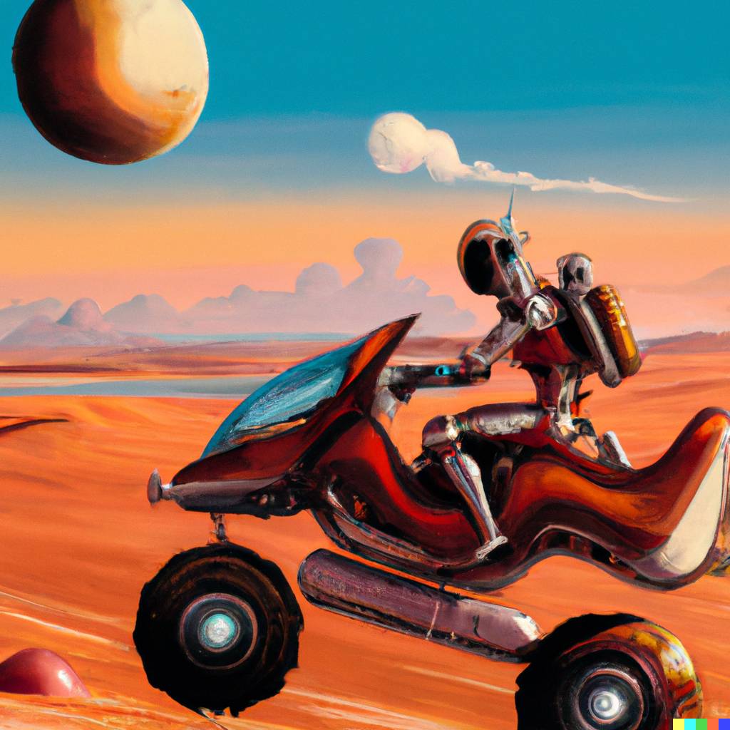 DALL·E 2023-02-12 10.10.43 - High quality artwork of a cowboy astronaut riding a futuristic motorbike on Mars.png