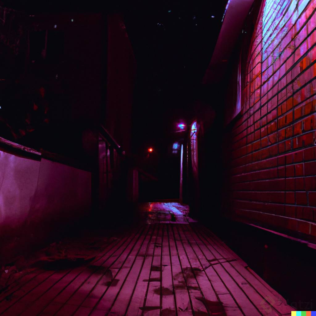 DALLÂ·E 2023-02-12 19.44.45 - a dark alley at night, extremely dark, extremely wide surreal photography 10k nice.png