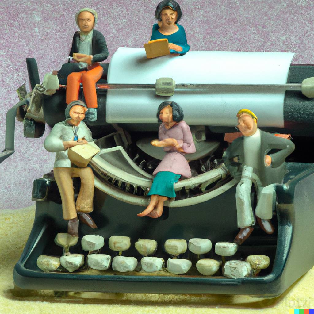 DALL·E 2023-02-13 19.13.58 - GRUPO DE ESCRITORES SENTADOS EN LA MAQUINA DE ESCRIBIR .png