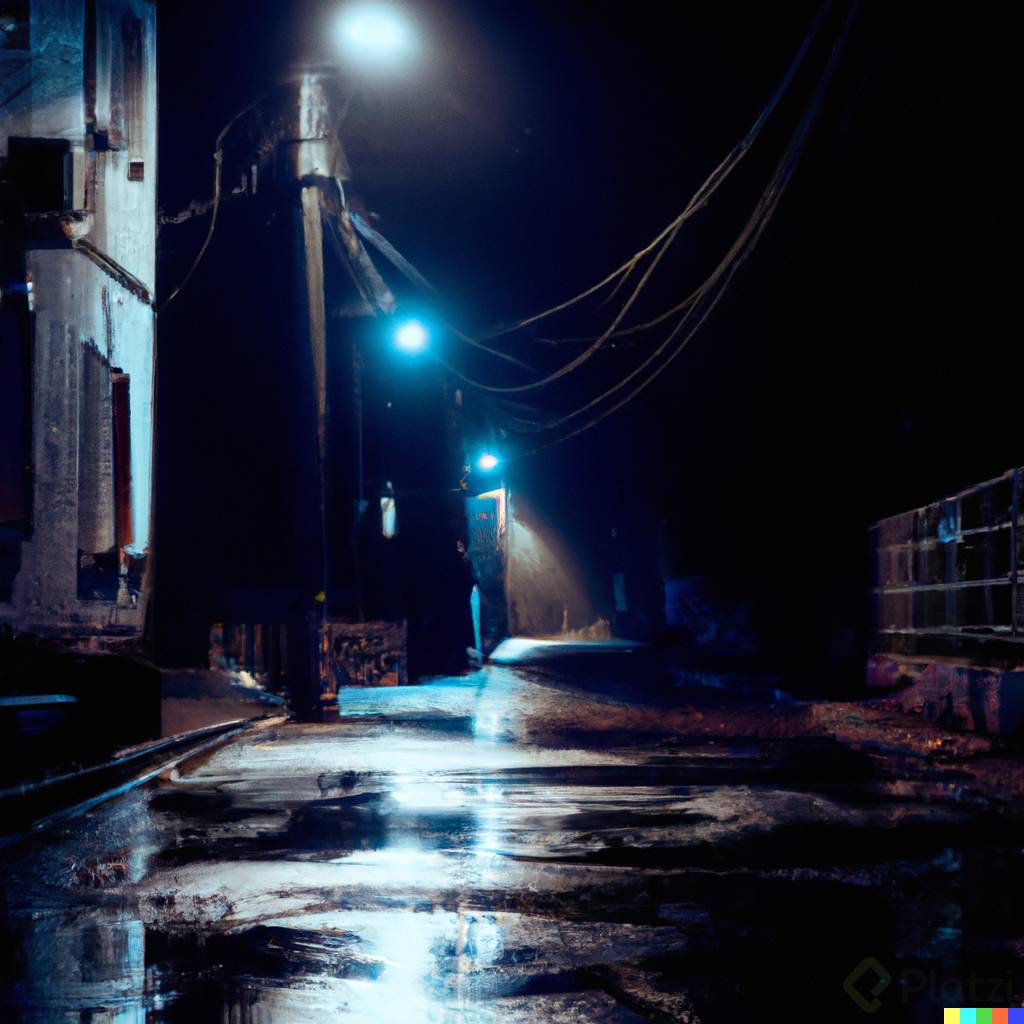 DALLÂ·E 2023-02-16 21.50.08 - portrait of an alley at night raining, very gloomy, extremely wide, Extremely disappointed.png