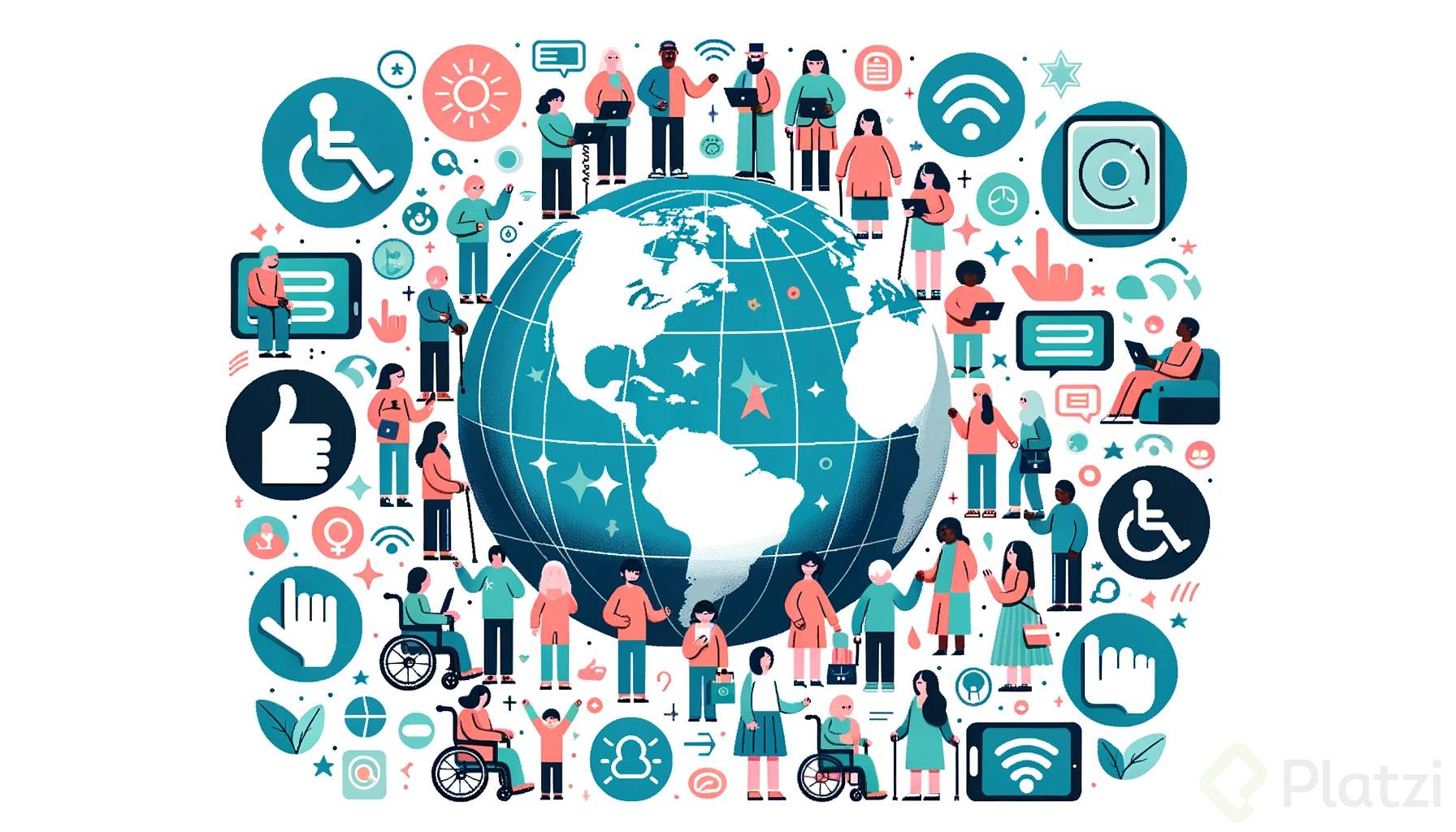 DALL·E 2023-10-18 09.59.42 - Illustration of a globe surrounded by diverse people of different genders, ages, and abilities, all interacting with digital devices tailored to their.png