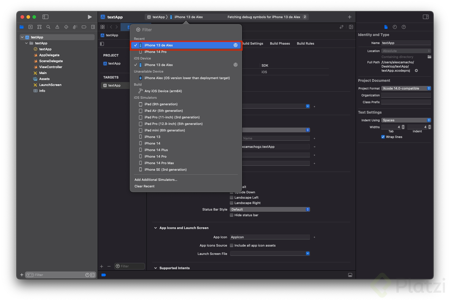 Ejecutar aplicación Xcode