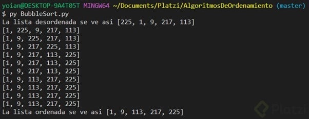 Implementación de Bubble Sort - Platzi