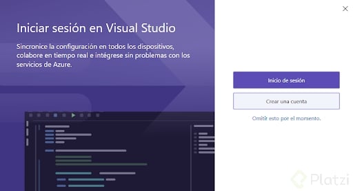 Iniciar sesión en Visual Studio