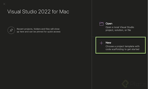 Nuevo proyecto en Visual Studio Mac