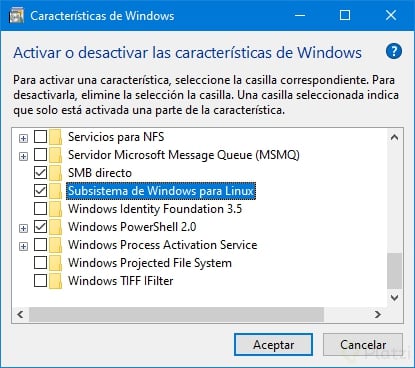 Fig. 3 - Subsistema de Windows para Linux seleccionado