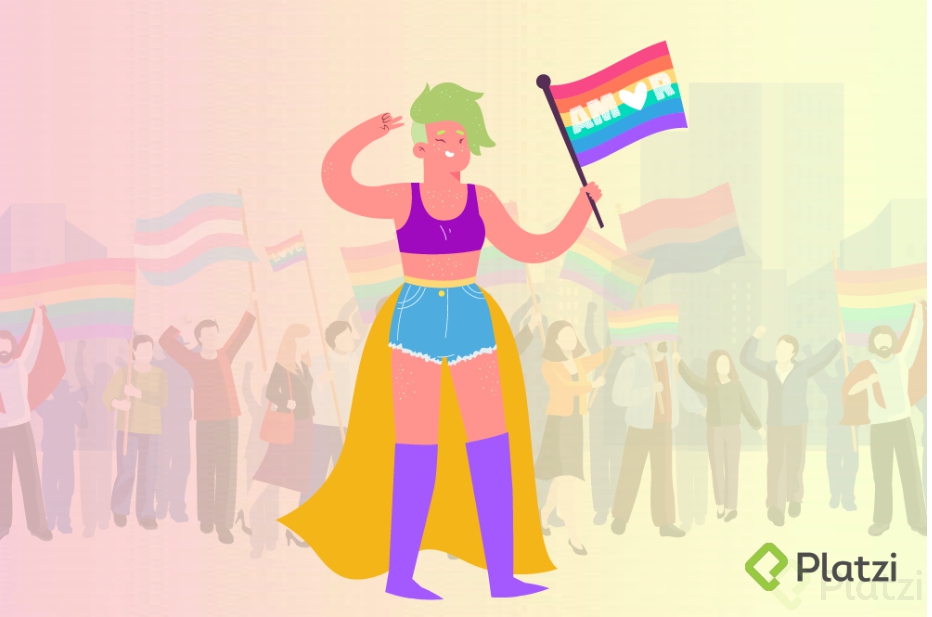 Persona sosteniendo la bandera LGBT+