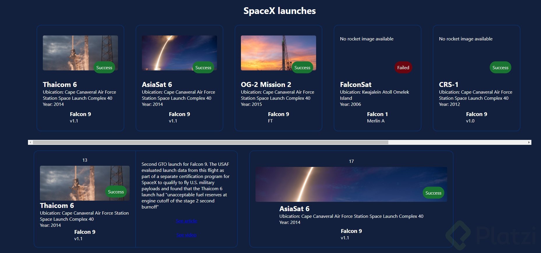 React App spaceX