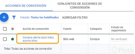 Conversión a vincular con Google Tag Manager