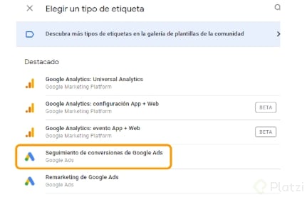 Elegir tipo de etiqueta