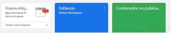 Panel de opciones en Google Tag Manager