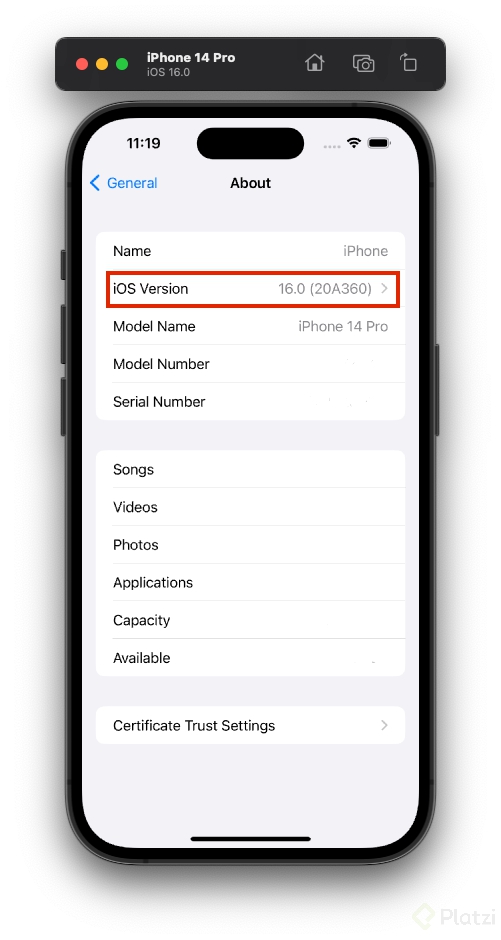 Versión iOS