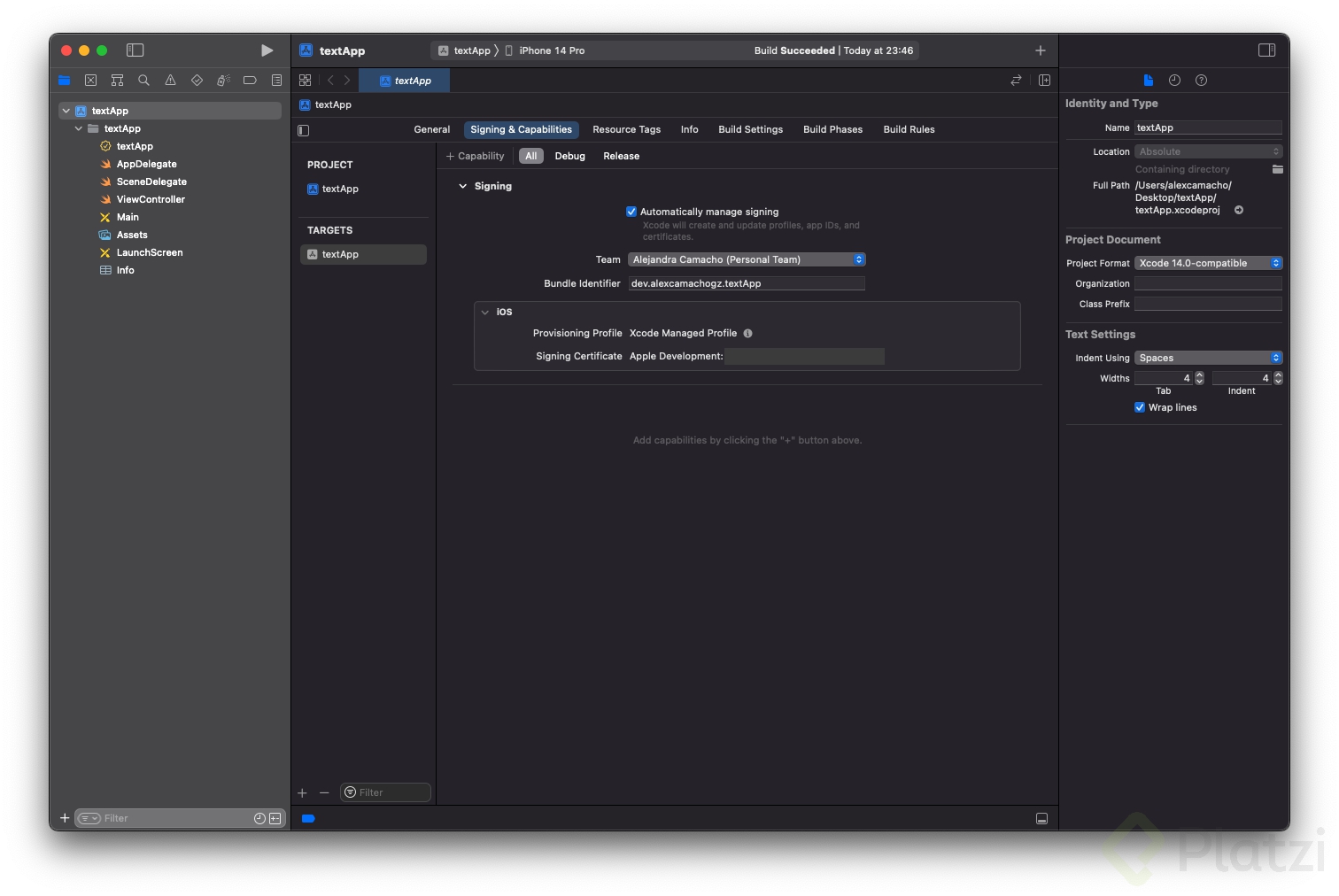 Xcode sin alertas