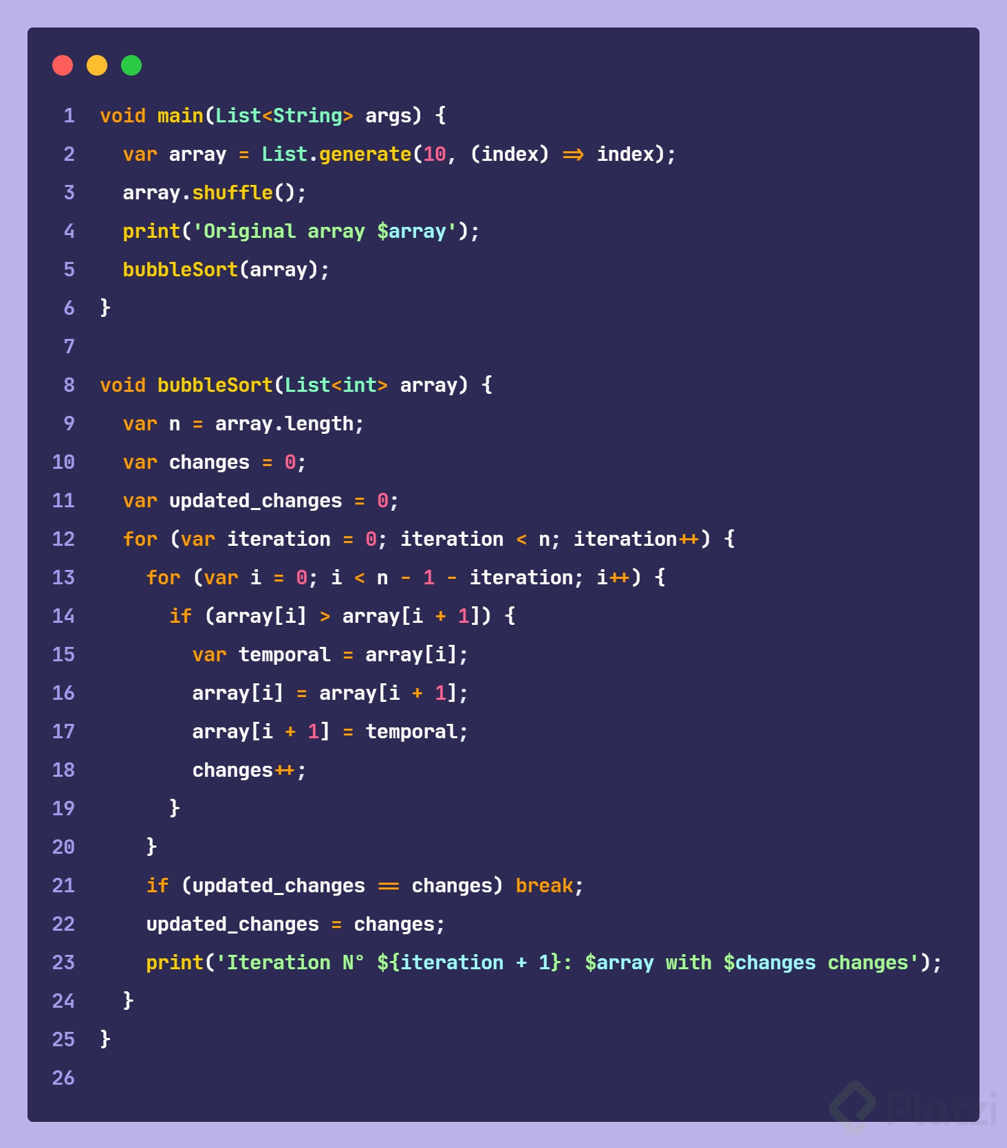 Implementación de Bubble Sort - Platzi