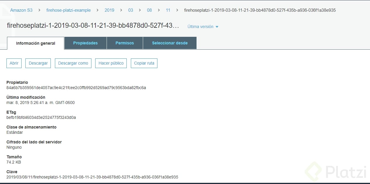 Información dentro del Bucket
