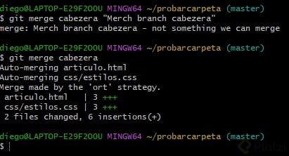¿Porqué al usar git merge “Comentario” me salta error pero cuando ...