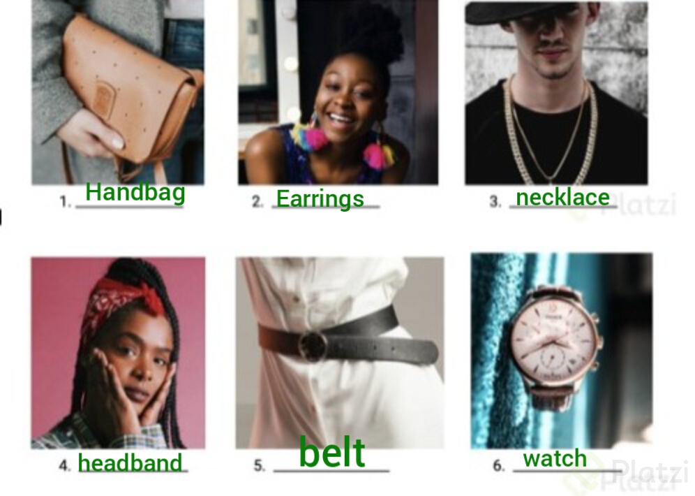 Practice Learn new words for accessories Platzi