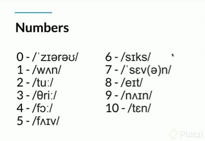 Pronunciation Numbers Abc Platzi