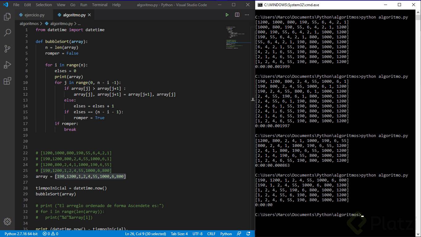 Implementación de Bubble Sort - Platzi