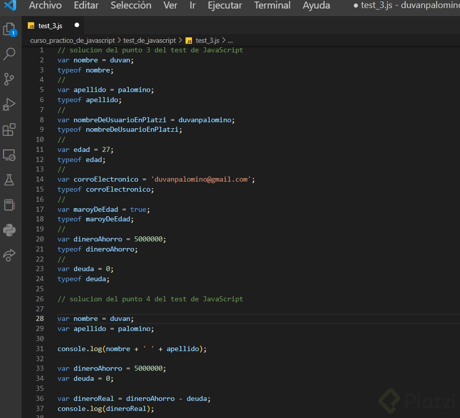 Test de JavaScript - Platzi