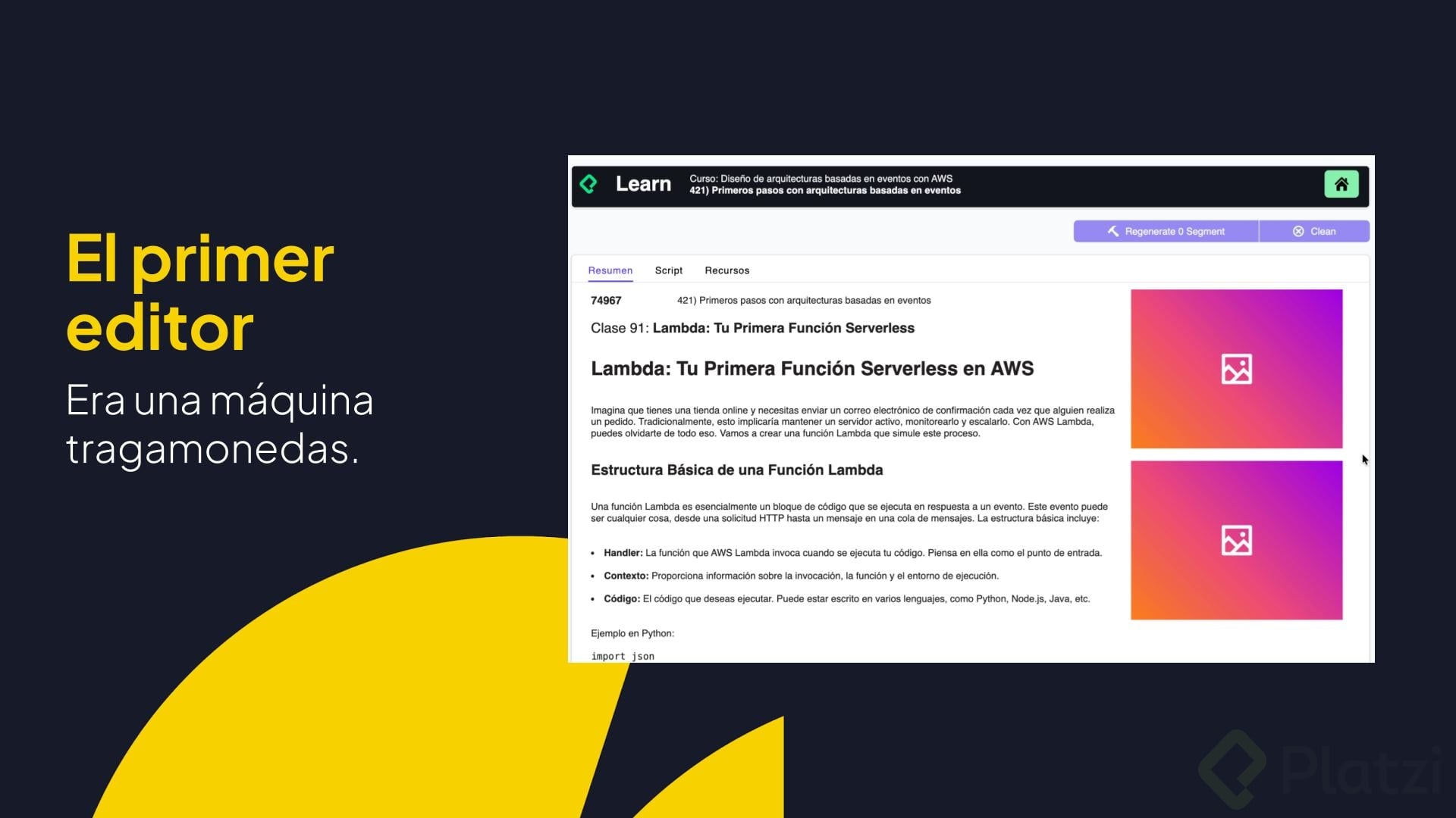 Primer editor de Platzi Learn El primer editor de Platzi Learn
