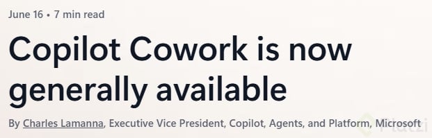 Copilot Cowork is now generally available.
